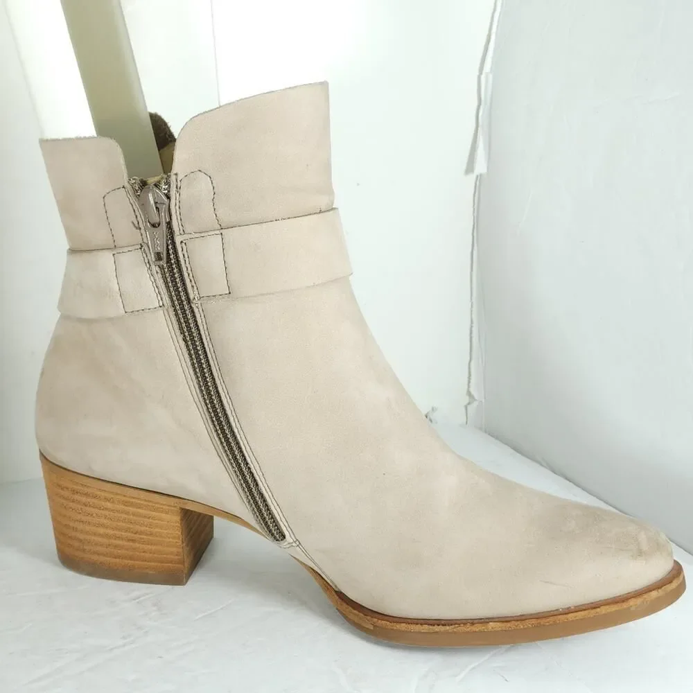 PAUL GREEN Women's Sherida US7,5 AU5 Taupe Nubuck Suede Heel Ankle Booties